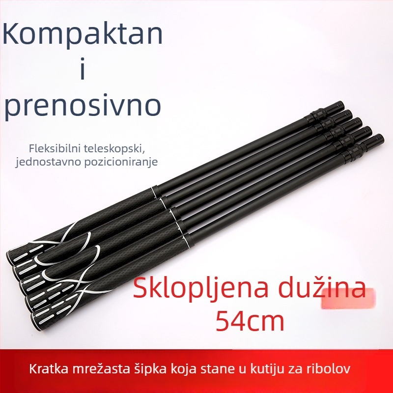 Karbonska teleskopska štapa za ribolov s mrežicom, s podesivim položajem i univerzalnim vijčanim spojem, višenamjenska za djecu