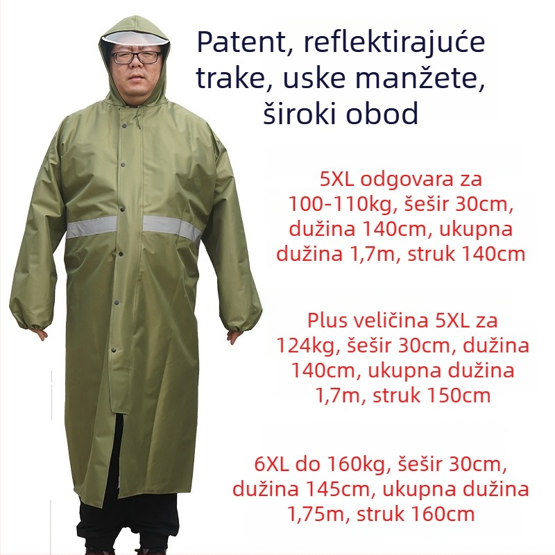 Dugi unisex kišobran pončo, plus veličine, reflektirajući, vodootporan, za biciklizam i planinarenje