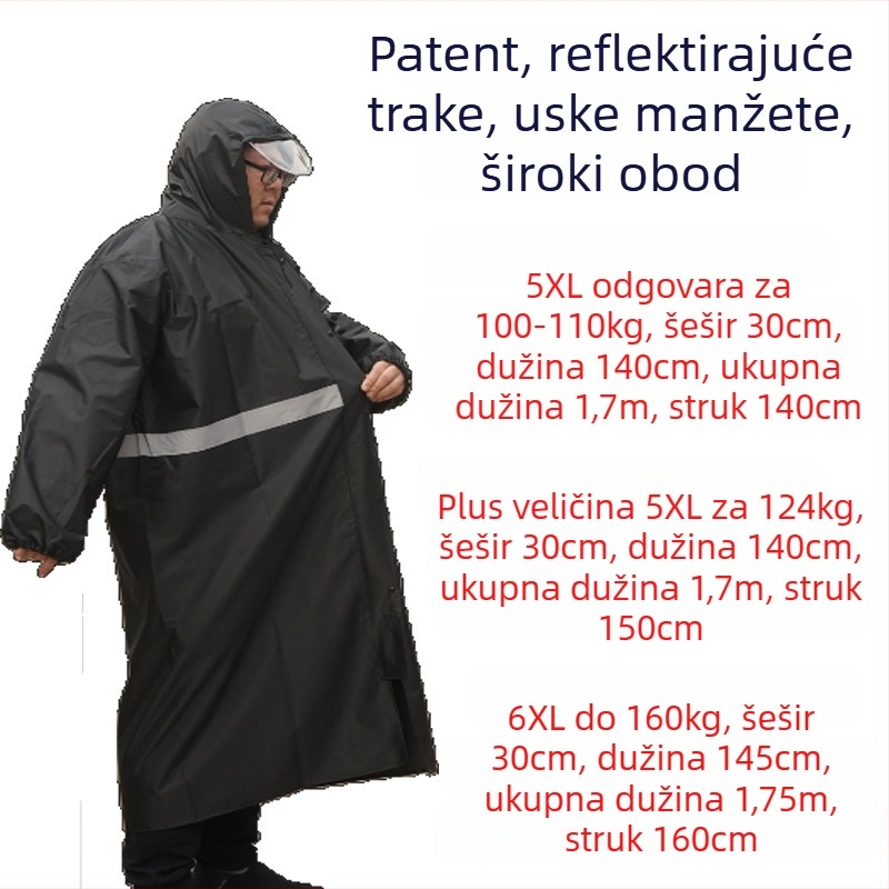 Dugi unisex kišobran pončo, plus veličine, reflektirajući, vodootporan, za biciklizam i planinarenje