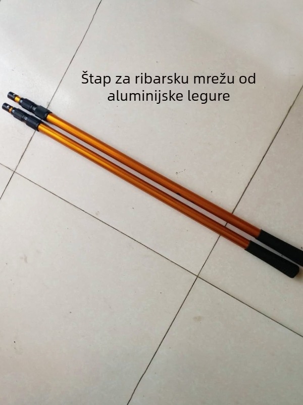 Šipka za mrežu za ribolov, čvrsta aluminijska legura, teleskopska s zaključavanjem, pribor za ribolov