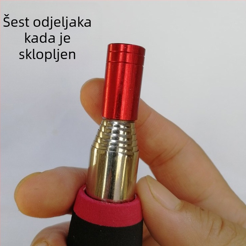 Kov nehrđajući, teleskopska kratka šipka za mrežu za ribolov s 8 mm mrežom i konektorom s glavom žlice