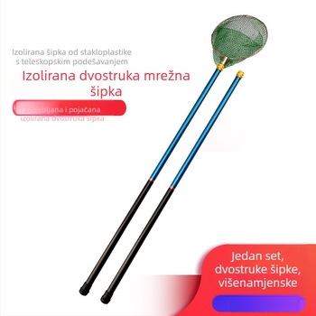 Teleskopski izolirani štap za mrežu za ribolov, dvostruka ručka, višesegmentni, duljine 2–5 m