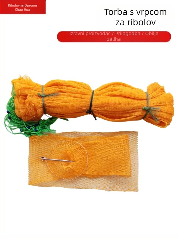 Mrežasta torba za vanjski ribolov, mreža od 18 vlakana gume, s vrpcom, sklopiva
