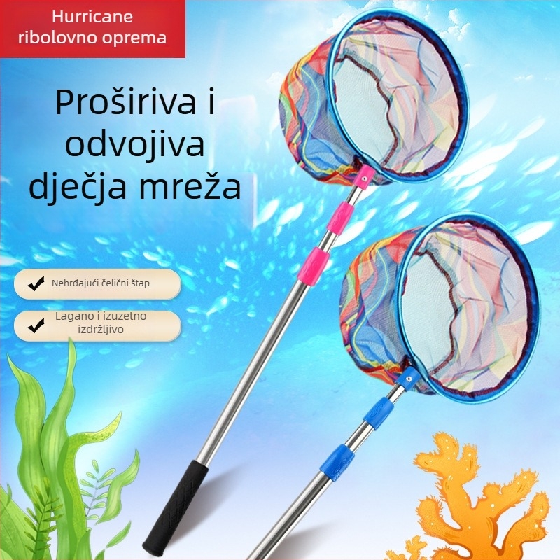 Dječja povlačna mreža za ribolov od nehrđajućeg čelika, mreža s finim očima za male ribe, škampi i leptire