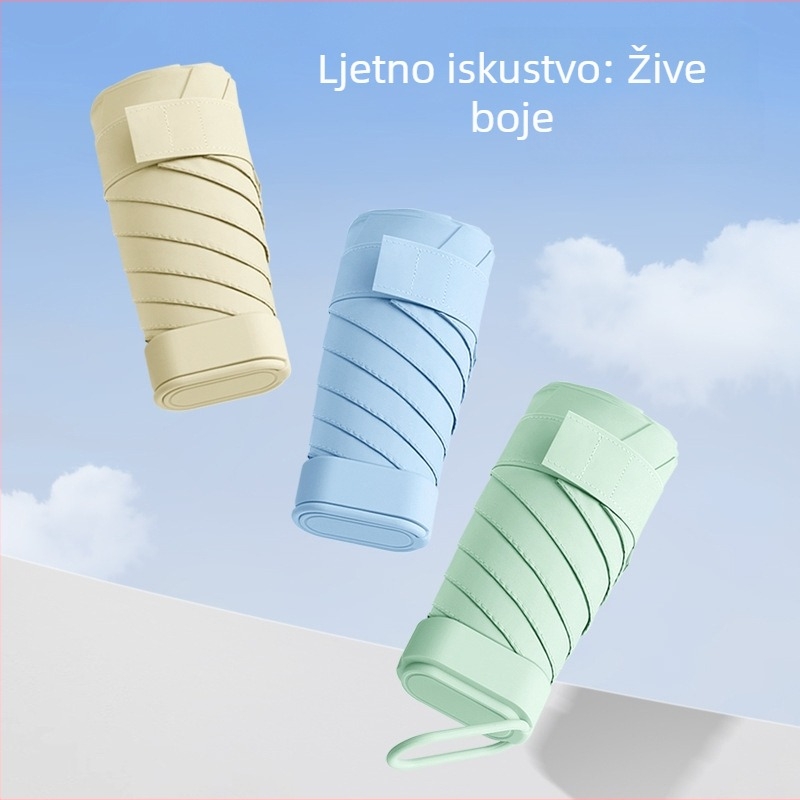 Sklopivi kišobran sa 6 rebara, tkanina 210T, UV zaštita UPF50+, aluminijski štap, vlaknaste rebra, ručno otvaranje i zatvaranje