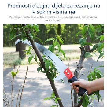 Teleskopska nehrđajuća čelična štap za branje voća, s nožnim kukom i pilom za grane
