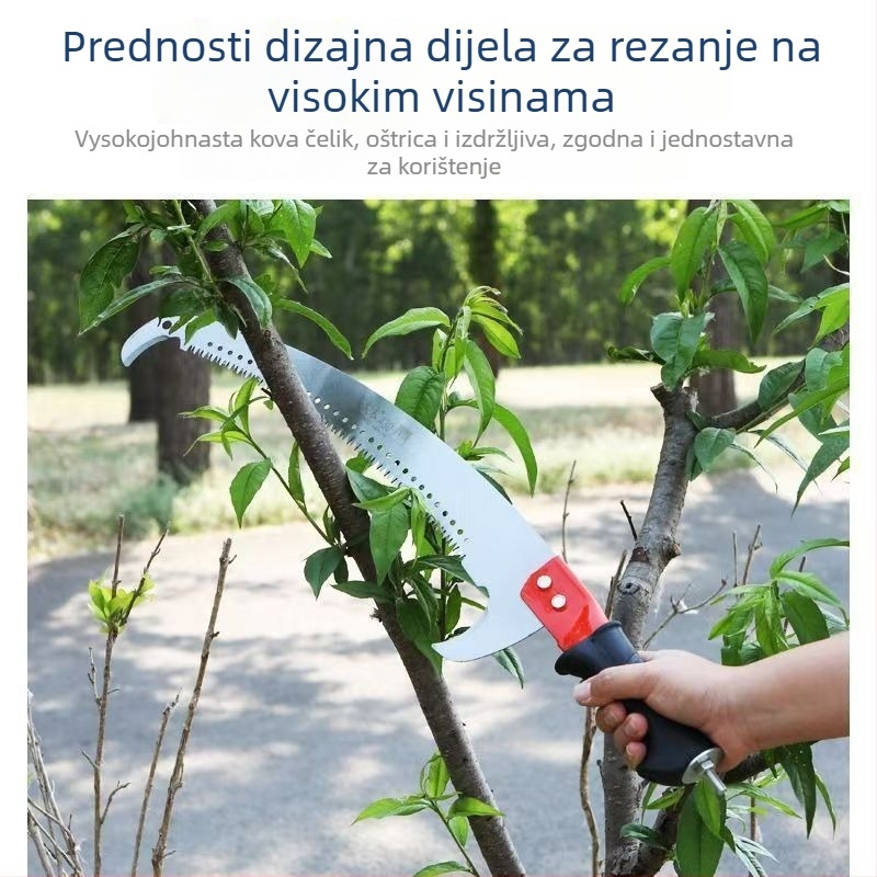 Teleskopska nehrđajuća čelična štap za branje voća, s nožnim kukom i pilom za grane