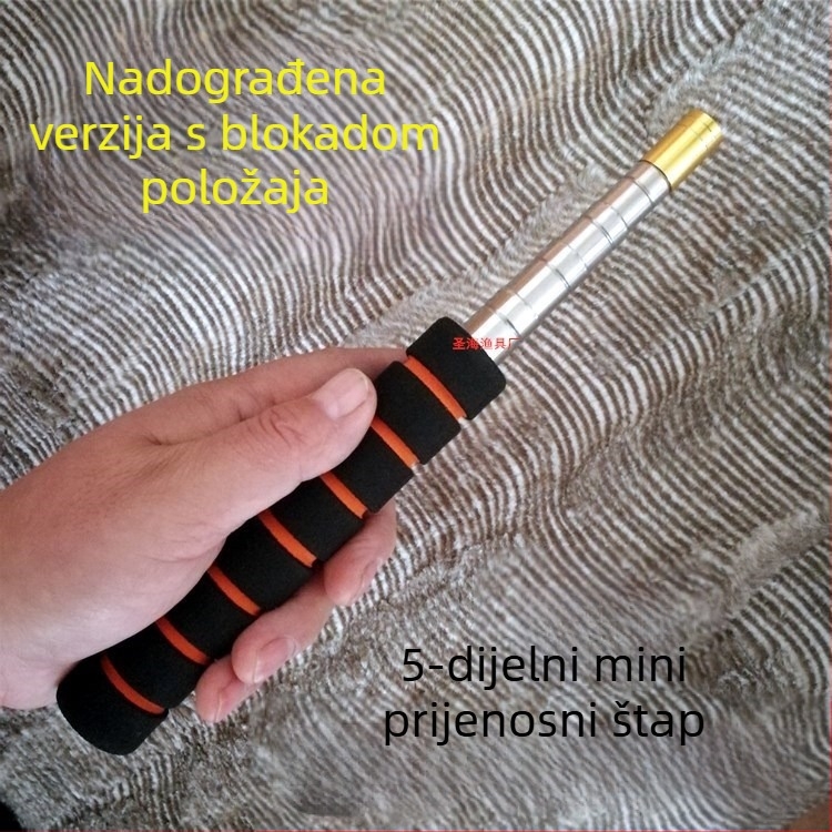 Mini teleskopska štapa za ribolov od nehrđajućeg čelika s nastavkom za mrežu i glavom u obliku žlice