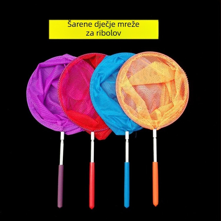 Dječja sklopiva mreža za ribolov na otvorenom, od nehrđajućeg čelika, mreža s finim otvorima, prijenosna