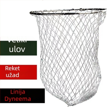 Sklopiva glava mreže za ribolov od nehrđajućeg čelika s Dyneema linijom i mrežicom s gumom premazanom torbom