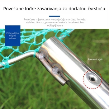Ribolovna mreža s glavom od nehrđajućeg čelika, ručno pletena, s ultra-finom mrežom