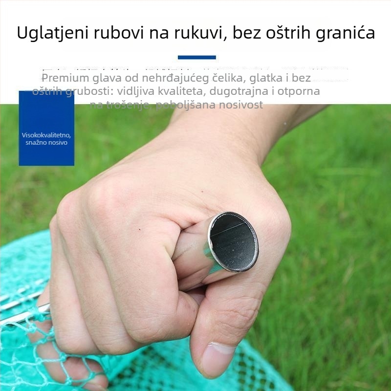 Ribolovna mreža s glavom od nehrđajućeg čelika, ručno pletena, s ultra-finom mrežom