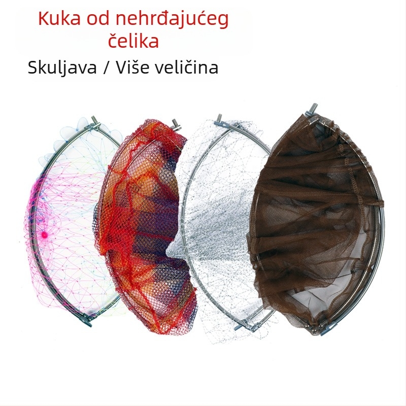Sklopiva glava mreže za ribolov od nehrđajućeg čelika s gusto mrežom