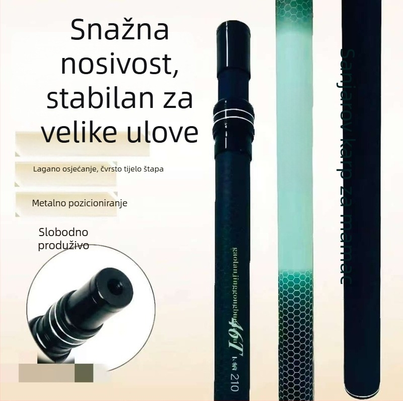 Teleskopska karbonska štapa za mrežu za ribolov s EVA pjenastim držalom, 2 odjeljka, podesiva