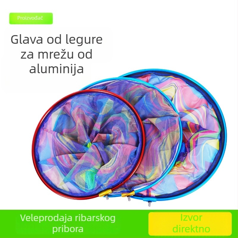 Glava mreže za ribolov s velikim otvorima, najlon mreža, prsten od aluminijske legure, debeli aluminijski okvir, 8 mm vijčano sučelje