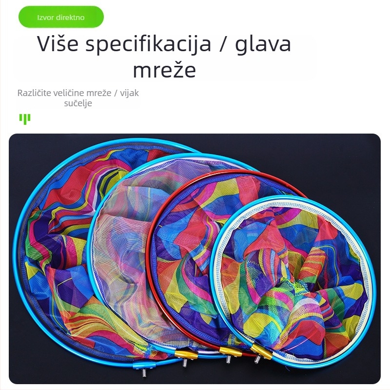 Glava mreže za ribolov s velikim otvorima, najlon mreža, prsten od aluminijske legure, debeli aluminijski okvir, 8 mm vijčano sučelje