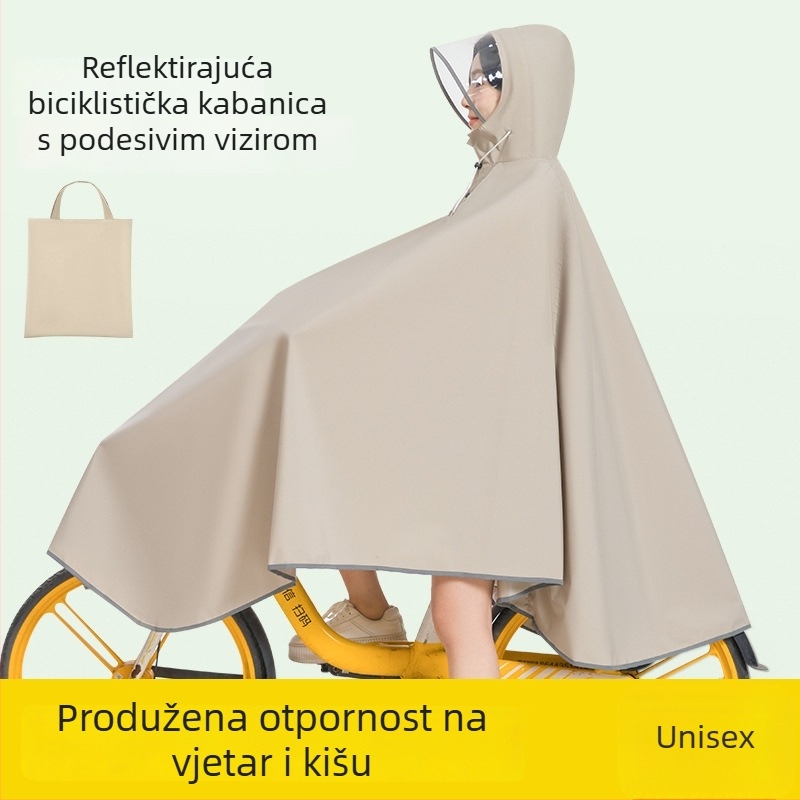 Dugi kišni kaput za bicikl, japanskog stila, za odrasle, tkanina Pongee, PU ljepilo, mogućnost prilagodbe