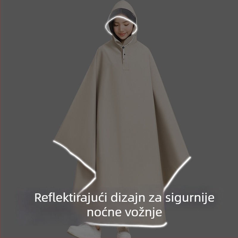 Dugi kišni kaput za bicikl, japanskog stila, za odrasle, tkanina Pongee, PU ljepilo, mogućnost prilagodbe