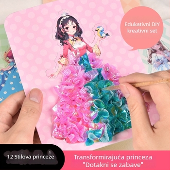 Dječji papirnati DIY umjetnički set: Princeza snova – crtanje s 3D haljinama, višenamjenski i prilagodljiv