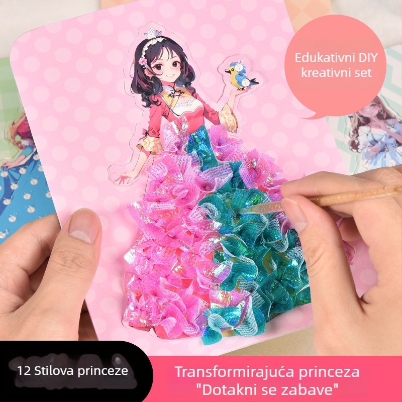 Dječji papirnati DIY umjetnički set: Princeza snova – crtanje s 3D haljinama, višenamjenski i prilagodljiv