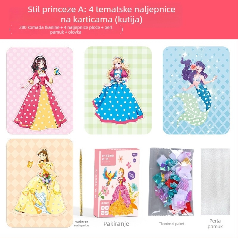 Dječji papirnati DIY umjetnički set: Princeza snova – crtanje s 3D haljinama, višenamjenski i prilagodljiv