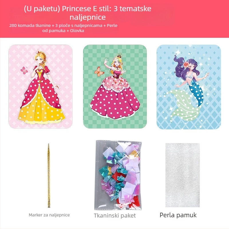 Dječji papirnati DIY umjetnički set: Princeza snova – crtanje s 3D haljinama, višenamjenski i prilagodljiv