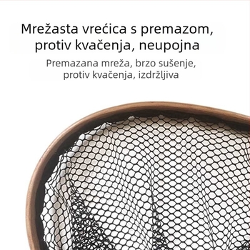 Zakrivljeni držač, masivno drvo, mreža za muhararski ribolov s džepom od mreže