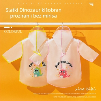 Dječji kišni kaput s dinosaurusom - EVA tkanina, debeli stil, planinski pončo