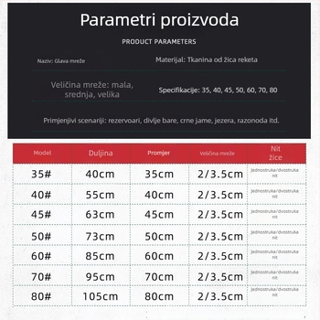 Glava mreže rakete, žičana mreža, ručno izrađena, polietilen, Yuyue