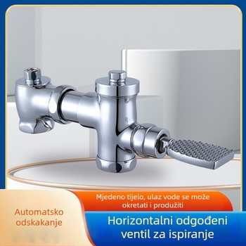 Mosazni pedalski splak ventil s povlačnim zatvaranjem uz zakašnjenje, ručno upravljanje, ispiranje 3–10 s, izlaz 32 mm, vanjske dimenzije 105–125 mm