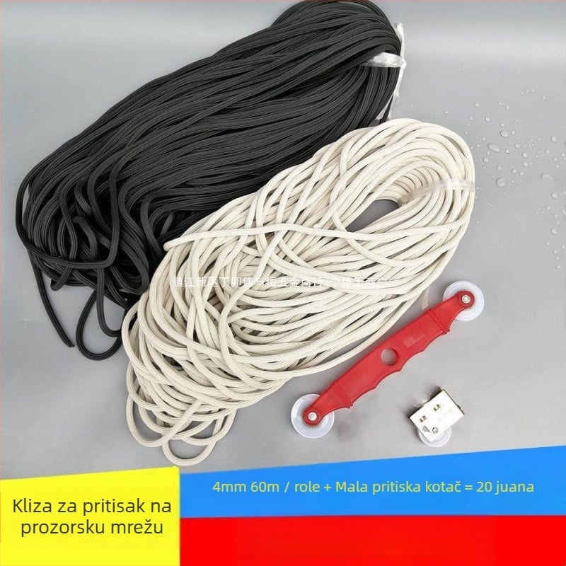 Brtvena traka za prozorsku mrežu protiv komaraca, šuplja guma, 4–6 mm, s pritisknim valjkom