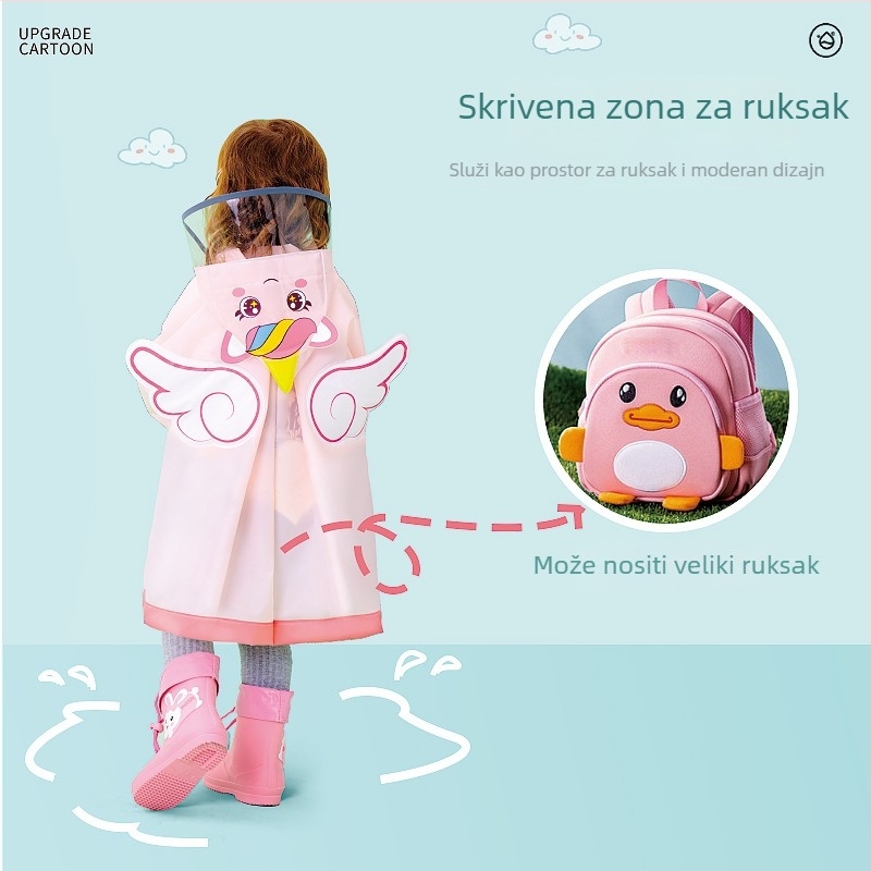 Dječji kišni kaput, 3D crtani dizajn, EVA materijal, potpuno prekrivanje tijela, za jedno dijete