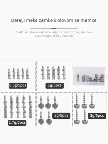 Pirate Shark Set ribolovnih pribora – 25 elektroplatiranih olovnih mekih crva