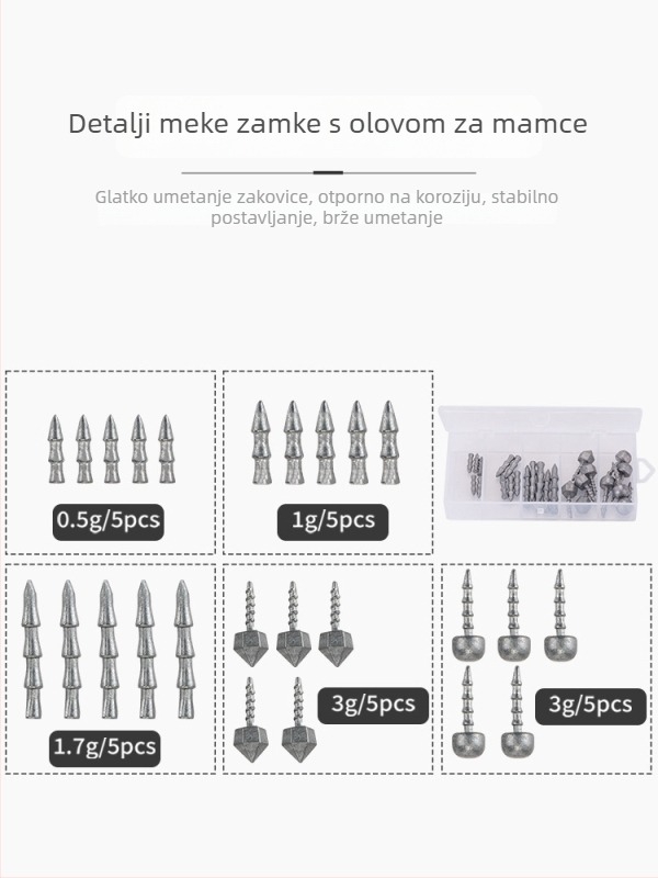 Pirate Shark Set ribolovnih pribora – 25 elektroplatiranih olovnih mekih crva