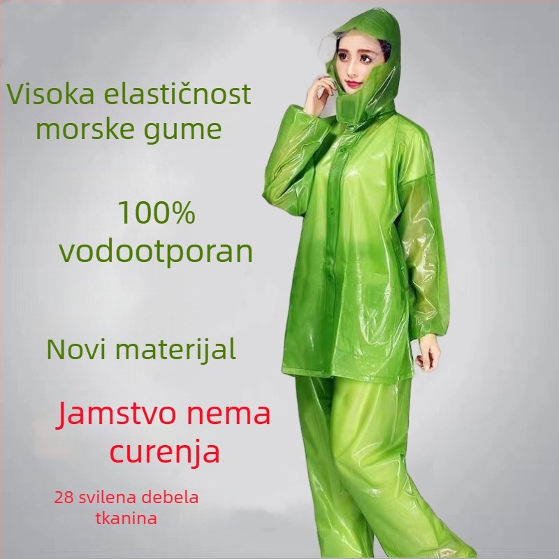 Odrasli razdvojeni kišni kaput s hlačama, PVC tkanina, debeli, za planinarenje, s otisnutim logom
