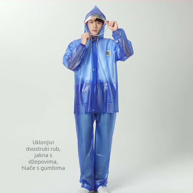 Podijeljeni komplet kišnog odijela za odrasle — PVC Oxford tkanina, standardna debljina, planinski pončo s kišnim hlačama, 0.8 kg