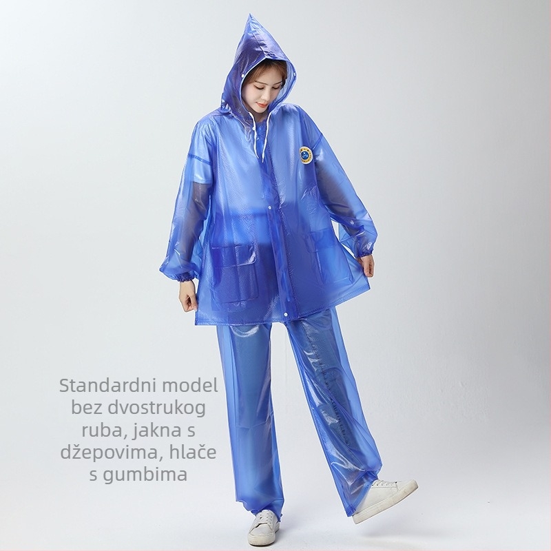 Podijeljeni komplet kišnog odijela za odrasle — PVC Oxford tkanina, standardna debljina, planinski pončo s kišnim hlačama, 0.8 kg