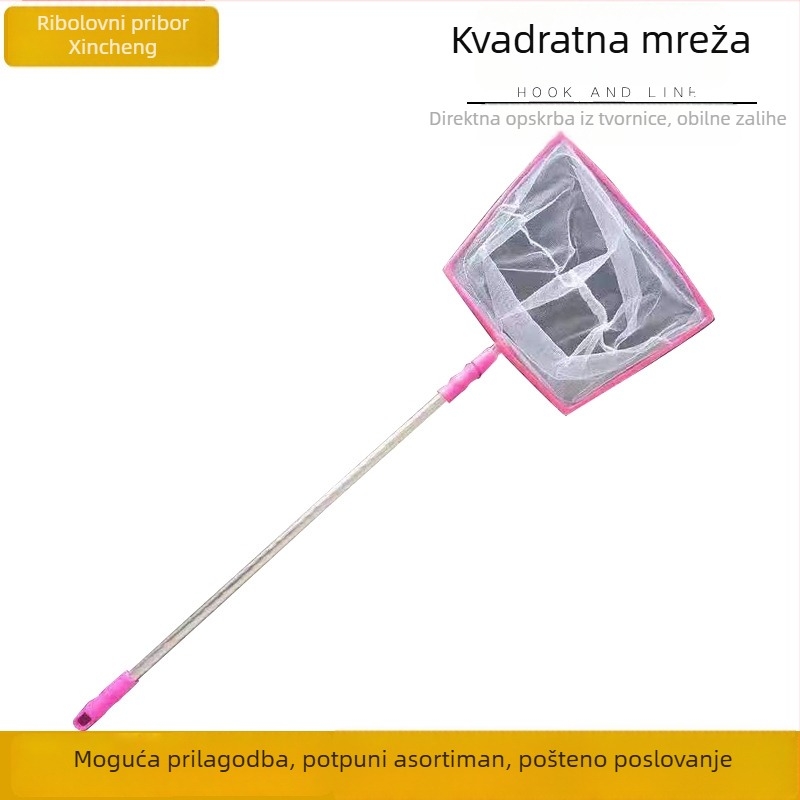 Dvo-sekciona mrežica za čišćenje akvarija s kvadratnom metalnom teleskopskom šipkom