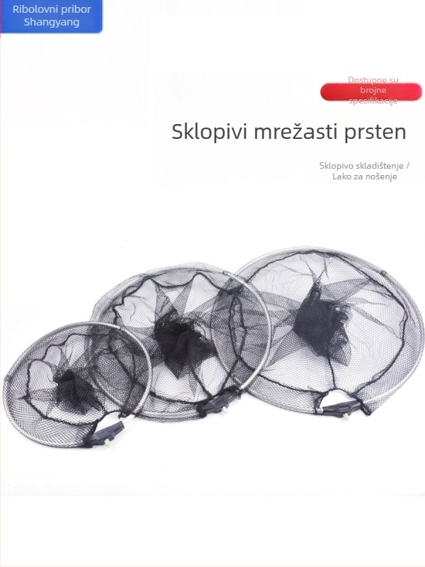 Prijenosni sklopivi kružni okvir za ribolovnu mrežu, čvrst metalni okvir