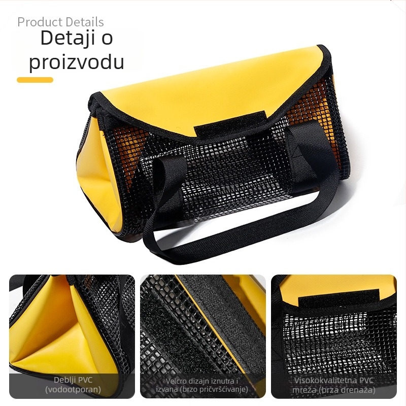 Torba za ribolov velike kapacitete, mrežasta i periva, PVC materijal, za morski ribolov, skladište za mamce i tvrde mamce