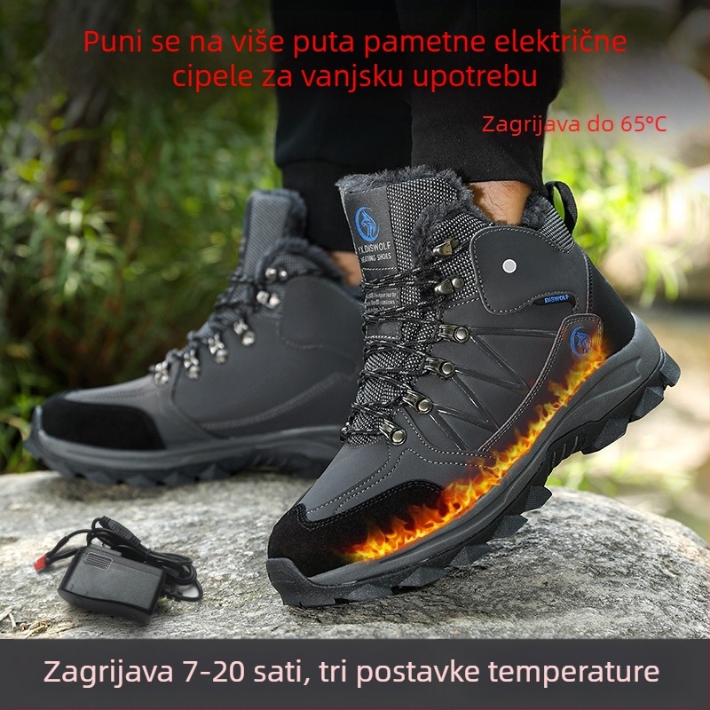 Električne grijane cipele s USB za muškarce, gornji dio od sintetičke kože, potplat od gume