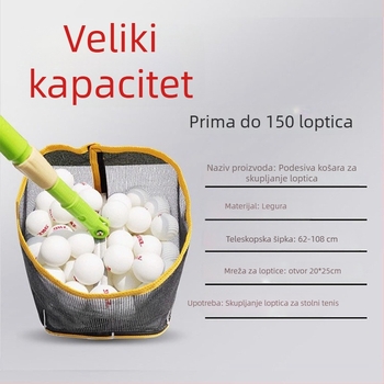 Okvir za skupljanje lopti za stolni tenis s podesivim kutem
