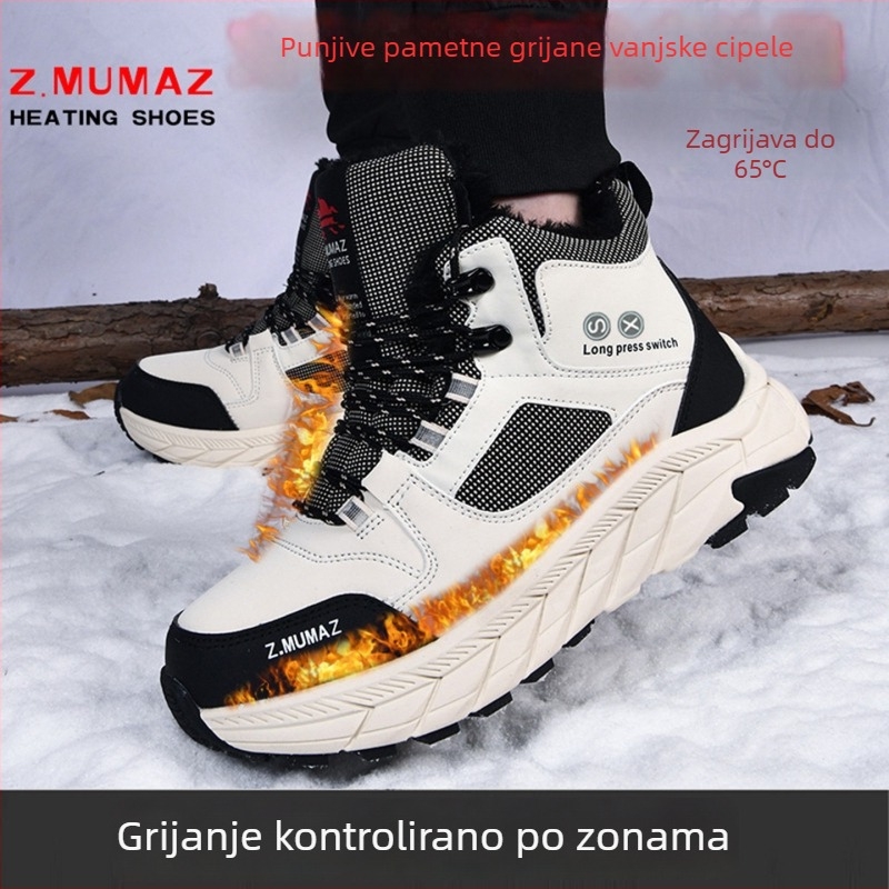 Zimske vanjske grijane cipele s USB-om, dvostruko grijanje, crne pamučne papuče, unisex