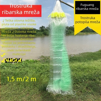 Trostruka ribarska mreža za ribolov u rezervoarima i moru; marka Fuguang; podrijetlo Kina; materijal monofilament