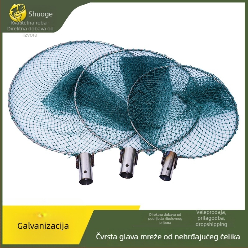 Fruits čvrsta mrežna glava od nehrđajućeg čelika s gumom mrežom, malim očima i mrežnom torbom