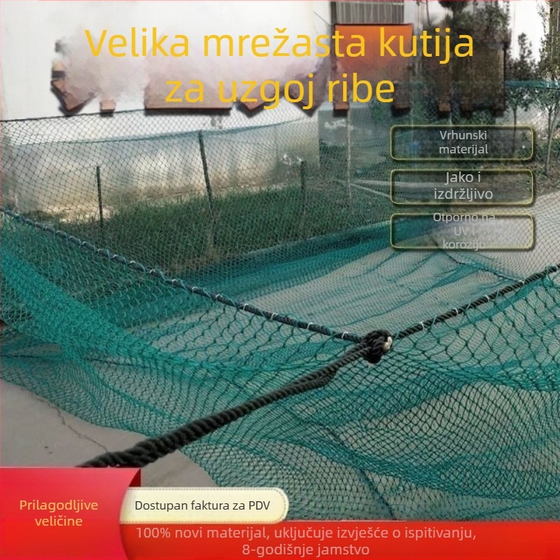 Velike najlonske mrežaste kaveze za uzgoj riba s poklopcima i ojačanim mrežama za pohranu riba