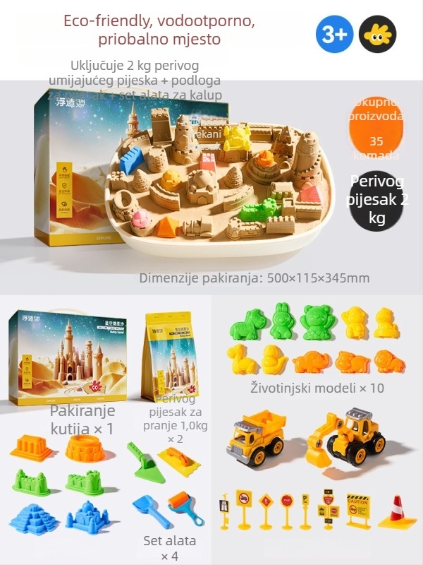 Set svemirskog pijeska za djecu — plastika; igračke za pijesak i vodu; set; 3C certifikat 2018012203109581; pogodno za dob 15–35 godina