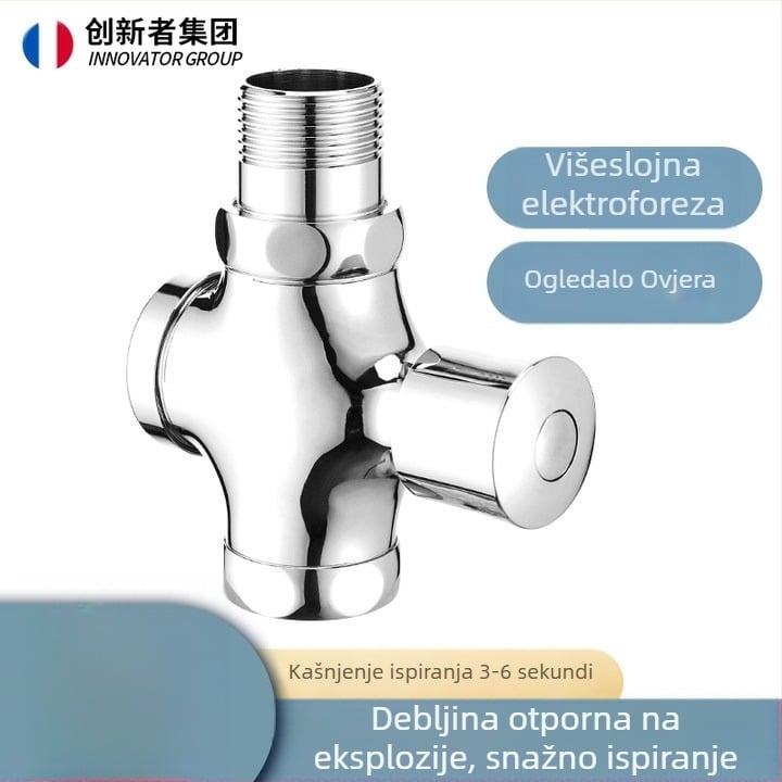 Ventil za ispiranje urinarnog s kašnjenjem, gumb za pritisak, bakar, ušteda vode, moderan minimalistički stil