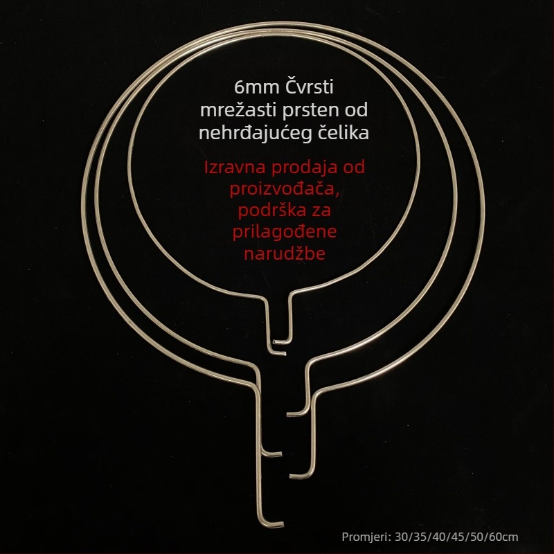 Prsten za mrežu za ribolov, nehrđajući čelik, čvrst, sklopiv, jednodijelni dizajn