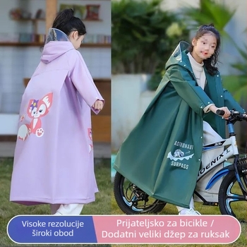 Dječje kišno pončo za bicikl, PVC tkanina, PU ljepilo, dug dizajn za potpuno prekrivanje tijela, mogućnost ispisa logotipa